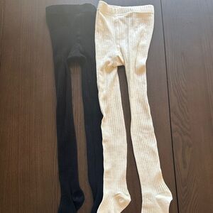 H&M Kids Ribbed Leggings - Black and White